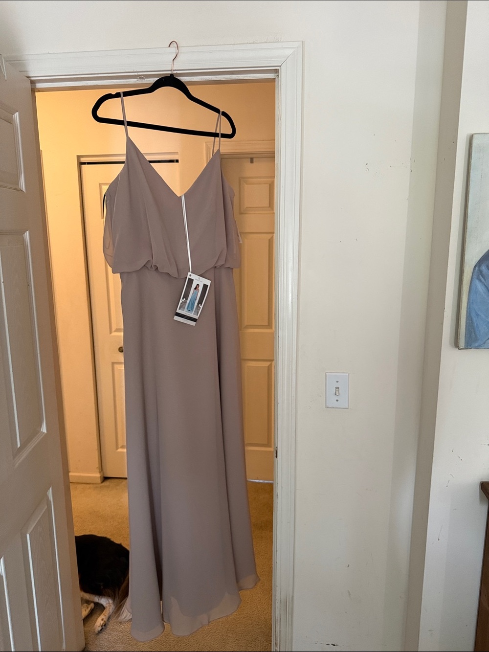 SORELLA VITA Taupe Spaghetti-Strap V-Neck Maxi Dress
